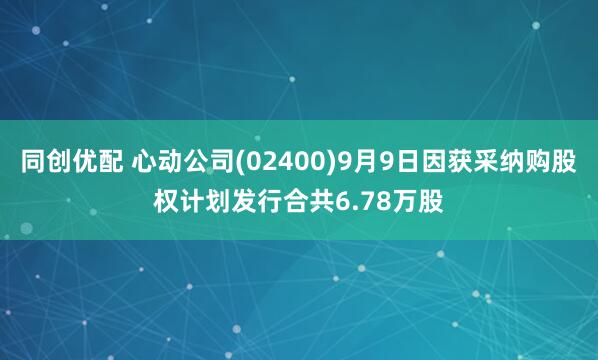同创优配 心动公司(02400)9月9日因获采纳购股权计划发行合共6.78万股