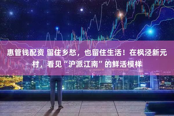 惠管钱配资 留住乡愁，也留住生活！在枫泾新元村，看见“沪派江南”的鲜活模样